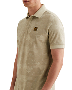 Short sleeve polo printed two tone Bone White