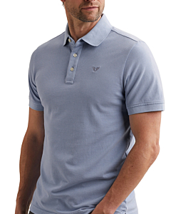 Short sleeve polo pique garment dy Hydrangea