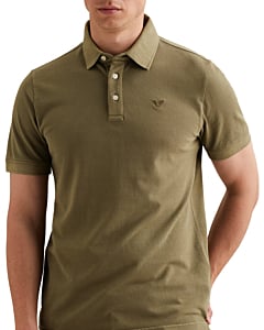 Short sleeve polo pique garment dy Dusky Green