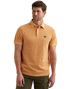 Short sleeve polo pique garment dy Gold Earth