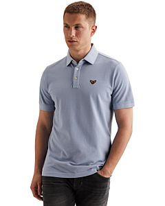 Short sleeve polo pique garment dy Hydrangea