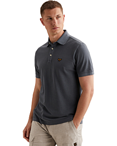 Short sleeve polo pique garment dy Vintage Indigo