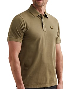 Short sleeve polo pique garment dy Dusky Green