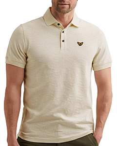 Short sleeve polo jersey jacquard Egret