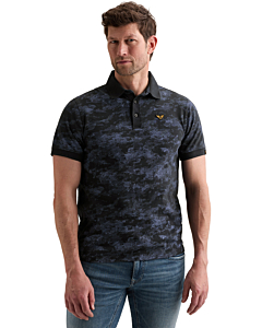 Short sleeve polo printed slub jer Carbon