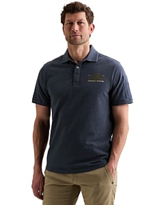 Short sleeve polo pique melange Sargasso Sea