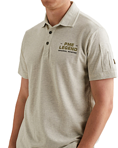Short sleeve polo pique melange Bone White Melee