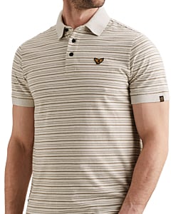 Short sleeve polo yarn dye jersey Egret