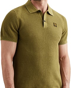 Short sleeve polo yarn dye structu Mosstone