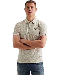 Short sleeve polo slub jersey aop Bone White