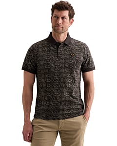 Short sleeve polo slub jersey aop Obsidian