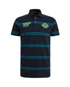 Short sleeve polo rugby stripe piq salute