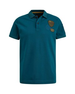 Short sleeve polo fine pique solid ink blue