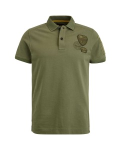 Short sleeve polo fine pique solid olivine