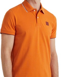 Short sleeve polo stretch pique amberglow