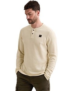 Long sleeve r-neck light slub terr Bone White