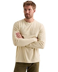 Long sleeve r-neck cotton elastane Bone White