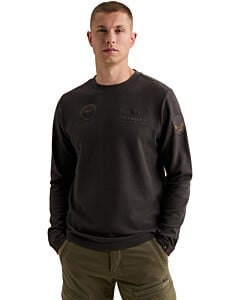 Long sleeve r-neck structure pique Obsidian