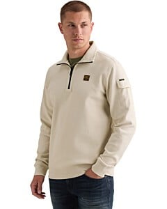 Half zip collar interlock jersey Bone White