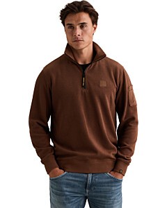 Half zip collar flat knit look Cappuccino