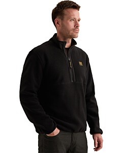 Half zip collar fleece nylon mix Black