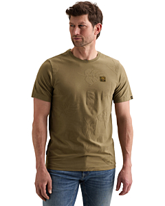 Short sleeve r-neck jacquard jerse Dusky Green