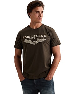 Short sleeve r-neck logo carrier Turkish Coffee