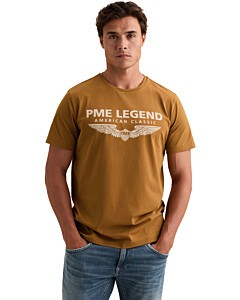 Short sleeve r-neck logo carrier Golden Brown