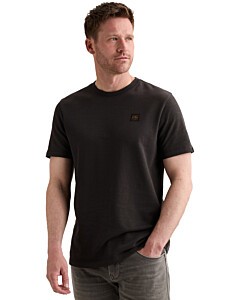 Short sleeve r-neck light slub ter Obsidian