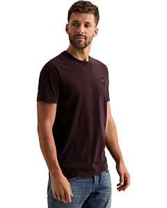 Short sleeve r-neck washed garment Dark Aubergine