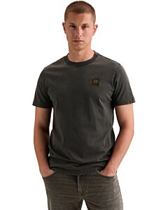 Short sleeve r-neck washed garment Obsidian