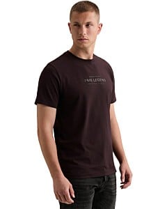 Short sleeve r-neck cotton elastan Dark Aubergine