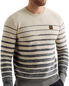 R-neck structured stripe Bone White