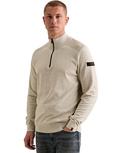 Half zip collar cotton Bone White