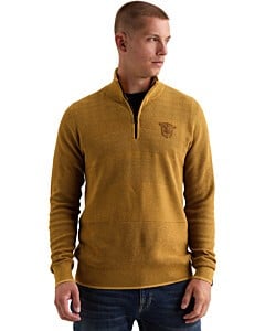 Half zip collar cotton modal struc Amber Gold