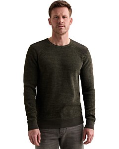 R-neck cotton rib melee knit Beluga