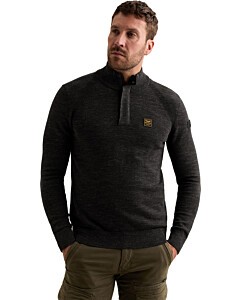 Half zip collar cotton rib melee k Black