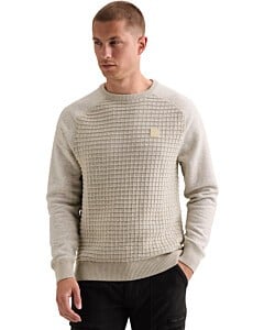 R-neck knit sweat combination Bone White Melee