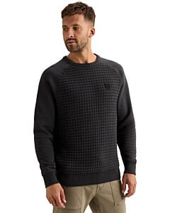 R-neck knit sweat combination Obsidian