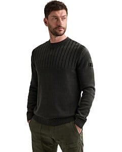 R-neck cotton garment dye stone wa Obsidian