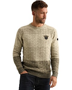 R-neck gradient knit Bone White