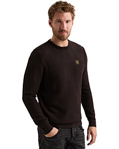 R-neck cotton mouline Dark Aubergine