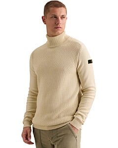Roll neck cotton blend Bone White