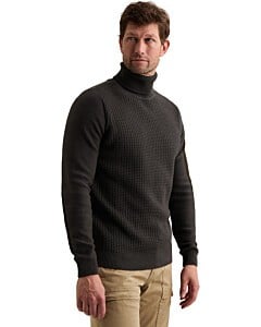 Roll neck cotton blend Obsidian