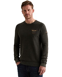R-neck cotton garment dye stone wa Obsidian