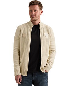 Zip jacket cotton structure mix Bone White