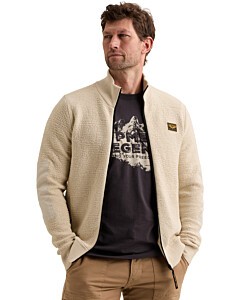 Zip jacket texture yarn Bone White