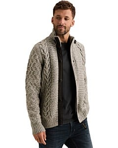 Zip jacket heavy knit mixed yarn Grey Melee