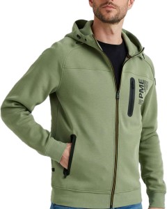 Zip jacket interlock sweat oil green