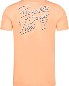 Tshirt with small front logo in mid orange